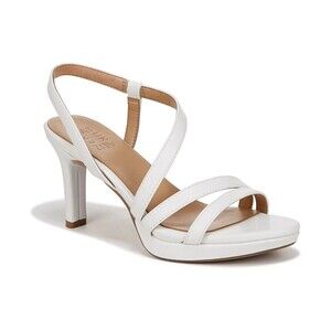 Naturalizer Brenta Dress Sandals Women US 5M White Faux Leather Platform Strappy